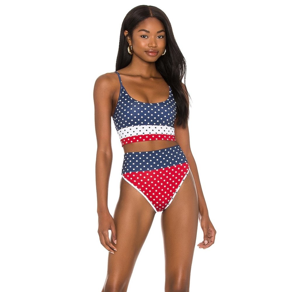 Beach Riot Emmy Bottom Patriotic Polka Dot